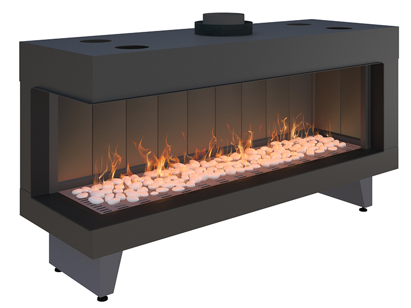 <b>Reference:</b> F.LH-B <br> 
<b>Description:</b><br>
- Left Frameless Gas Fireplace  <br>
- Maxitrol system - Made in Germany<br>
<b>Options:</b><br>
- Back: Steel,Brick or Mirror<br>
- System: Full remote control system (GV60) or Manual system (GV32)<br>
- Double Burner: Z Line and bubble shape.<br>
<b>Fireplace Dimensions:</b><br>
- L= 131CM<br>
- W= 43CM<br>
- H= 70CM<br>
<b>Glass Opening Dimension:</b><br>
- L= 112CM<br>
- H= 37CM