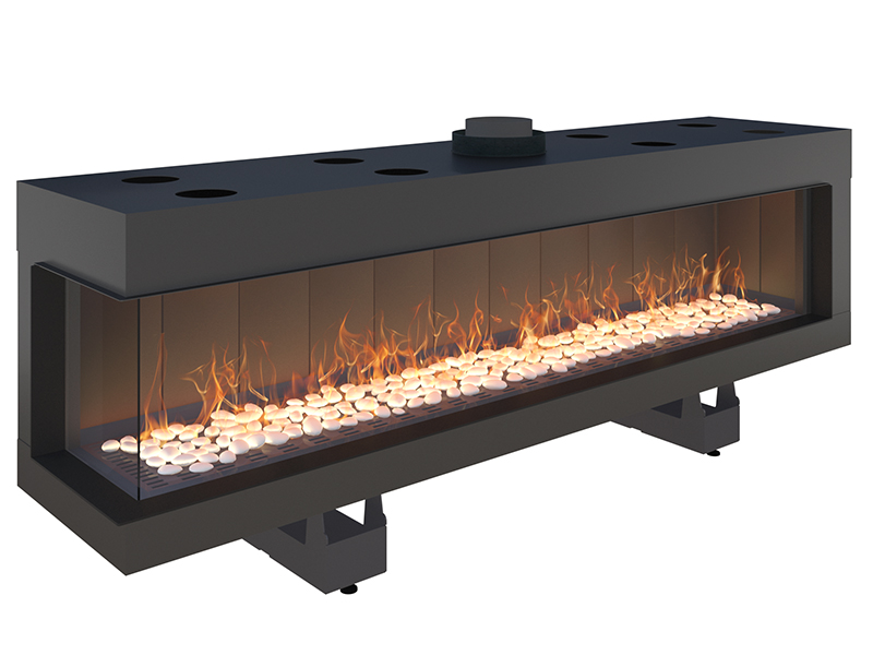 <b>Reference:</b> F.LH-D <br> 
<b>Description:</b><br>
- Left Frameless Gas Fireplace  <br>
- Maxitrol system - Made in Germany<br>
<b>Options:</b><br>
- Back: Steel,Brick or Mirror<br>
- System: Full remote control system (GV60) or Manual system (GV32)<br>
- Double Burner: Z Line and bubble shape.<br>
<b>Fireplace Dimensions:</b><br>
- L= 191CM<br>
- W= 43CM<br>
- H= 70CM<br>
<b>Glass Opening Dimension:</b><br>
- L= 174CM<br>
- H= 37CM