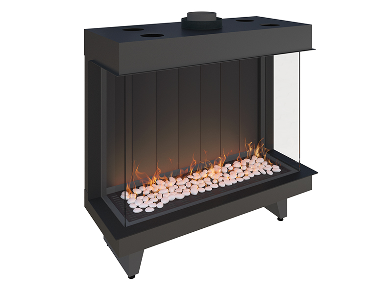 <b>Reference:</b> F.3V-A-F <br> 
<b>Description:</b><br>
- Three Sided Frameless Gas Fireplace  <br>
- Maxitrol system - Made in Germany<br>
<b>Options:</b><br>
- Back: Steel,Brick or Mirror<br>
- System: Full remote control system (GV60) or Manual system (GV32)<br>
- Double Burner: Z Line and bubble shape.<br>
<b>Fireplace Dimensions:</b><br>
- L= 101CM<br>
- W= 43CM<br>
- H= 100CM<br>
<b>Glass Opening Dimension:</b><br>
- L= 93CM<br>
- H= 62CM<br><b>
- Weight:</b> 105KG.