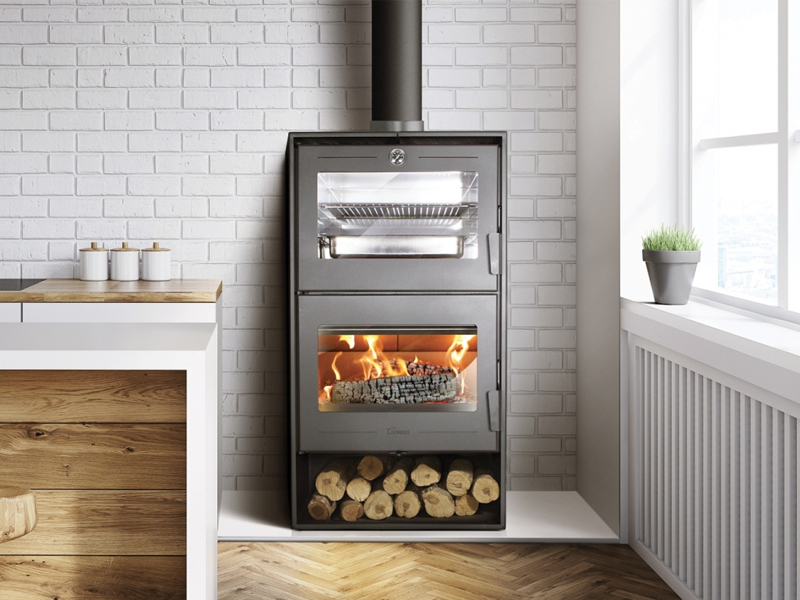 <b>Reference:</b> ALTEA <br> 
<b>Description:</b><br>Steel wood stove.<br>
- Stainless steel oven with refractory base.<br>
- Oven plate and grill. <br>
- Double Combustion system with independent control. <br>
- Extra clean glass system<br>
- Heat output range: 5-9kW <br>
- Nominal heat output: 7kW <br>
- Flue socket: ø150 MM<br>
- Heating area: 65 m2 <br>
- Heating volume: 156 m3 <br>
<b>External Dimensions:</b><br>- L= 60CM<br>- W= 40CM<br>- H= 110CM<br>
<b>Firebox Dimensions:</b><br>- L= 53CM<br>- W= 28CM<br>- H= 22CM<br>
<b>Oven Dimensions:</b><br>- L= 44CM<br>- W= 35CM<br>- H= 25CM<br>
<b>Weight:</b> 126KG