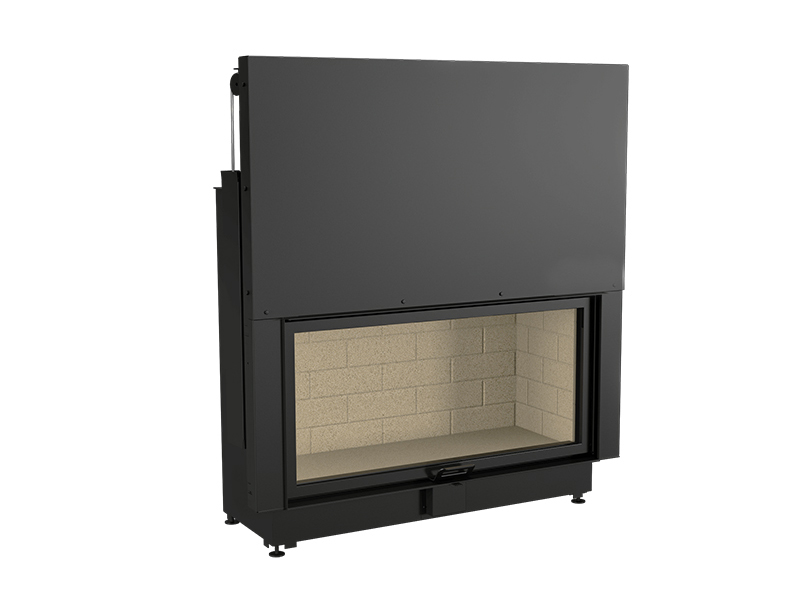 <b>Reference:</b> FLAT 120X60<br> 
<b>Description:</b> <br>- Wood Fireplace with Lifting Door <br>- Material : Steel & Vermiculite <br>- Nominal power= 19KW<br>- Heating Power Range: 12KW - 25KW <br>- Flue size : ø 250 mm<br>
<b>Dimensions:</b><br>- L= 140CM<br>- W= 56CM<br>- H= 154CM<br><b>Weight:</b> 350KG