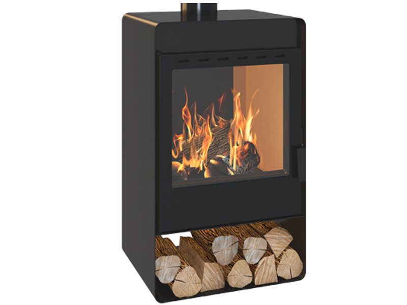 <b>Reference:</b> A-STOVE 88 <br> 
<b>Description:</b><br>Steel wood stove.<br>
- Double Combustion system with independent control. <br>
- Flue socket: ø140 MM<br>
- Nominal heat output: 16kW<br>
- Heating area: 100 m2<br>
<b>Dimensions:</b><br>- L= 65CM<br>- W= 45CM<br>- H= 88CM<br>