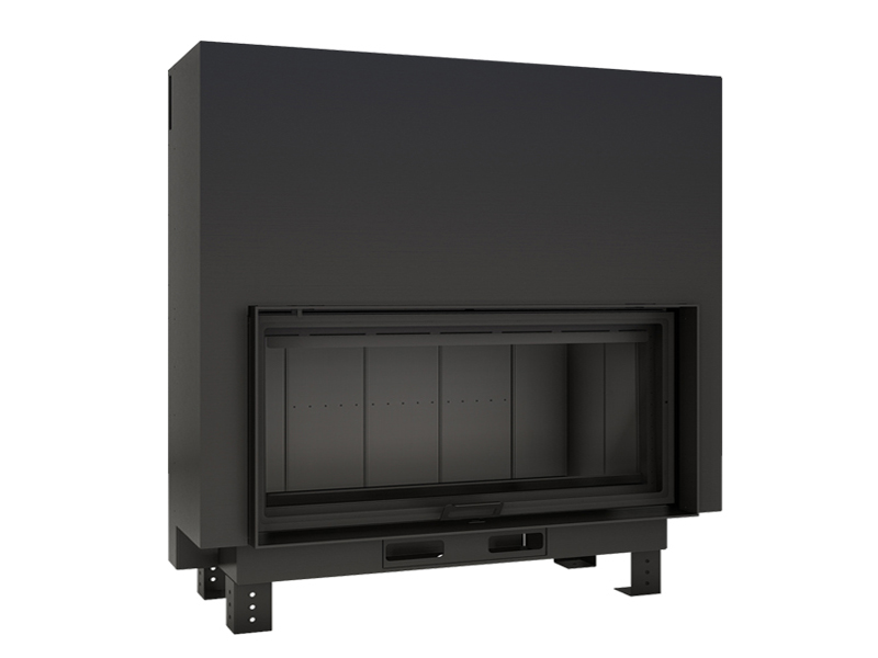 <b>Reference:</b> ECO BRUNER FLAT 130 <br> 
<b>Description:</b><br>- Steel fireplace with guillotine door. <br>
- Double combustion <br>
- Double Cleaning glass system <br>
- Option: Brick or vermiculite <br>
- Heat output: 17kW <br>
- Flue socket: ø250 MM<br>
- Heating area: 165 m2 <br>
<b>External Dimensions:</b><br>- L= 153CM<br>- W= 64CM<br>- H= 139CM<br>
<b>Opening Dimensions:</b><br>- L= 133CM<br>- H= 54CM<br>
<b>Weight:</b> 450KG