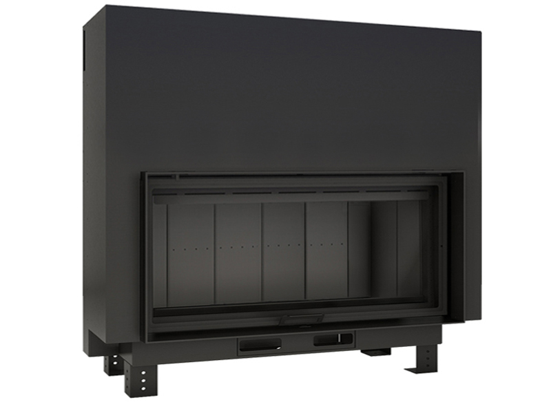 <b>Reference:</b> ECO BRUNER FLAT 150 <br> 
<b>Description:</b><br>- Steel fireplace with guillotine door. <br>
- Double combustion <br>
- Double glass system <br>
- Option: Brick or vermiculite <br>
- Heat output: 19kW <br>
- Flue socket: ø300 MM<br>
- Heating area: 185 m2 <br>
<b>External Dimensions:</b><br>- L= 177CM<br>- W= 64CM<br>- H= 159CM<br>
<b>Opening Dimensions:</b><br>- L= 153CM<br>- H= 65CM<br>
<b>Weight:</b> 460KG