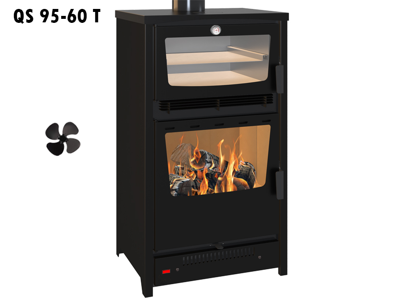 <b>Reference:</b> QS 95-60 T <br> 
<b>Description:</b><br>-Wood Stove TURBO <br>- Thermal Power: 22 KW <br>- Chimney Diameter: 15CM<br>
<b>Dimensions:</b><br>- L= 60CM<br>- W= 45CM<br>- H= 105CM<br><b>Weight:</b> 94KG<br>
