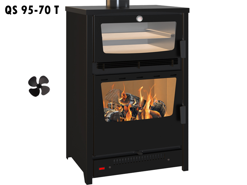 <b>Reference:</b> QS 95X70 T <br> 
<b>Description:</b><br>-Wood Stove <br>- Thermal Power: 26 KW <br>- Chimney Diameter: 15CM<br>
<b>Dimensions:</b><br>- L= 70CM<br>- W= 45CM<br>- H= 108CM<br><b>Weight:</b> 115KG<br>