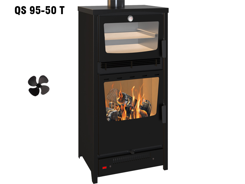 <b>Reference:</b> QS 95X50 T <br> 
<b>Description:</b><br>-Wood Stove TURBO <br>- Thermal Power: 18 KW <br>- Chimney Diameter: 15CM<br>
<b>Dimensions:</b><br>- L= 50CM<br>- W= 46CM<br>- H= 105CM<br><b>Weight:</b> 88KG<br>